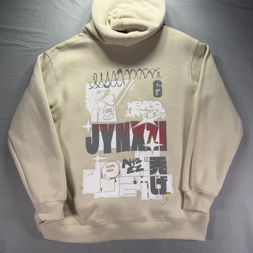 Spacestation Gaming Hoodie Mens Large Beige Sweatshirt Jynxi AH2 EZ Fleece